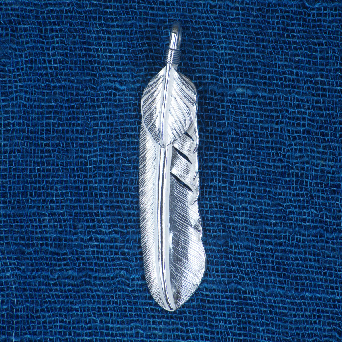 Right-facing Silver Heart Life Feather