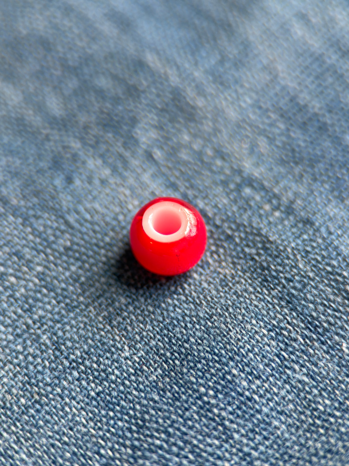 Red white heart trade beads