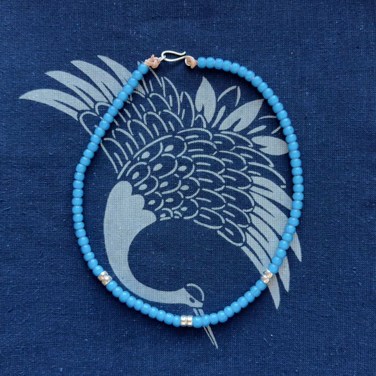 Turquoise White Heart Trade Beads Necklace