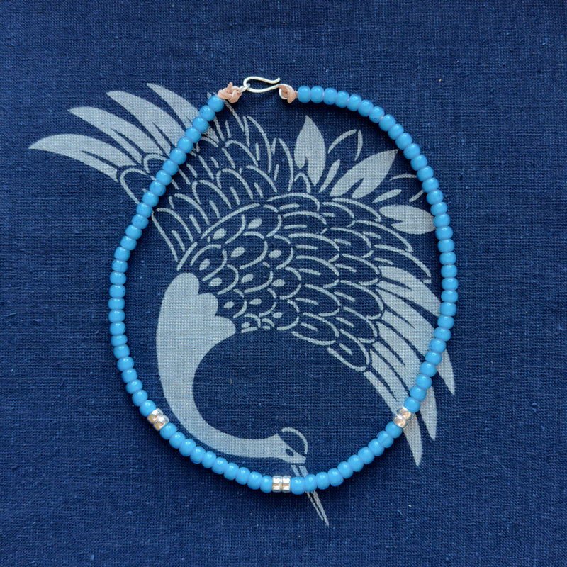 Turquoise White Heart Trade Beads Necklace