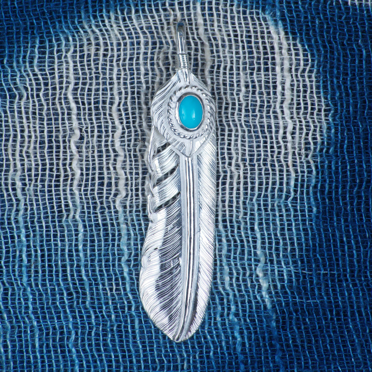 Left-facing Turquoise Heart Life Feather