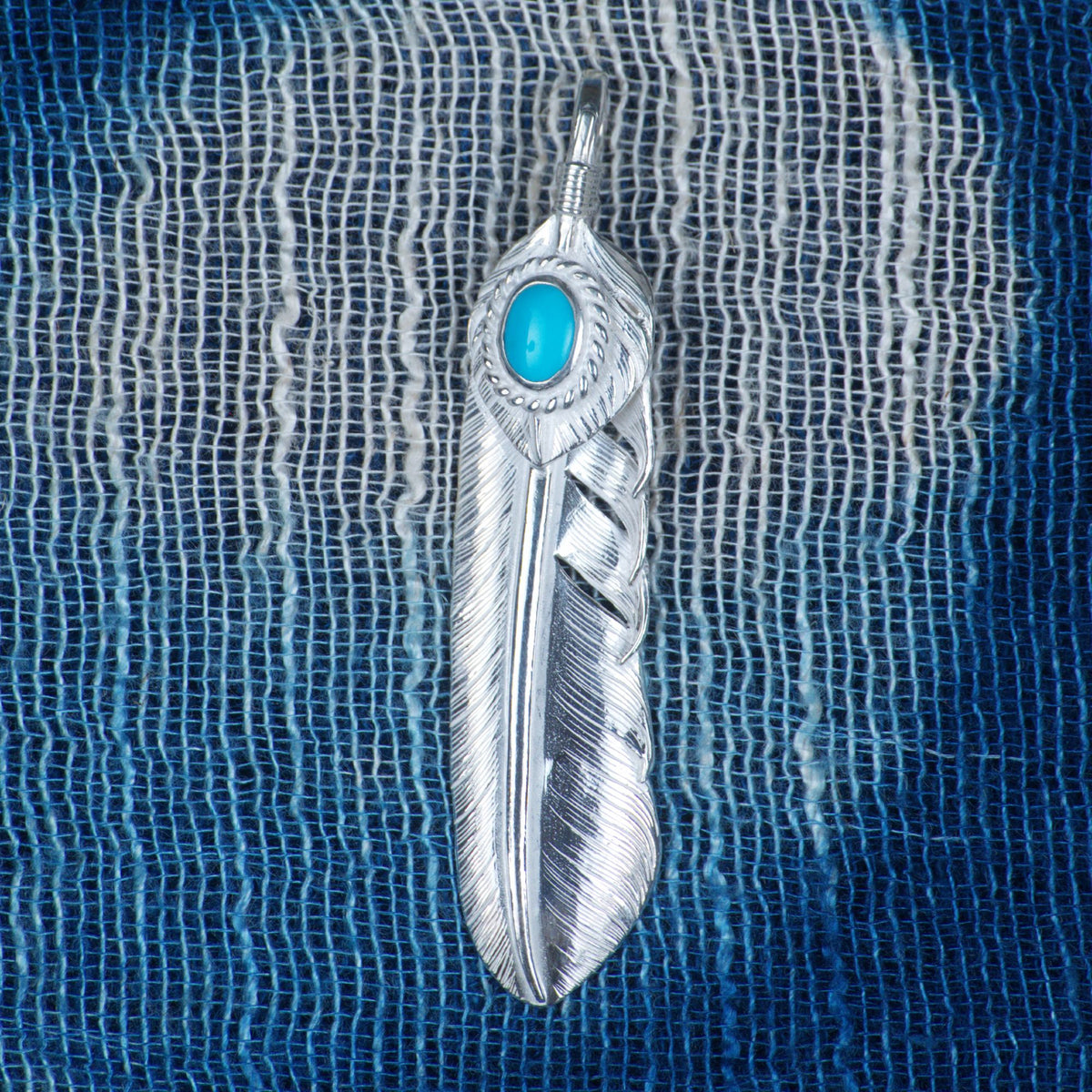 Right-facing Turquoise Heart Life Feather